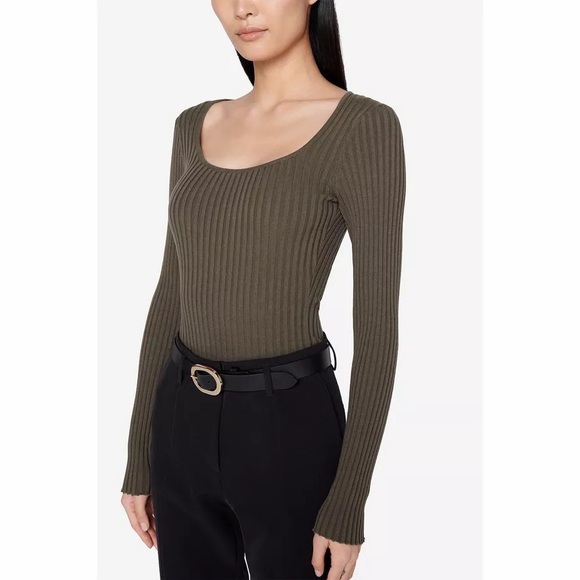 Anine Bing Tops - Anine Bing Felicity Ribbed Knit Bodysuit in Olive